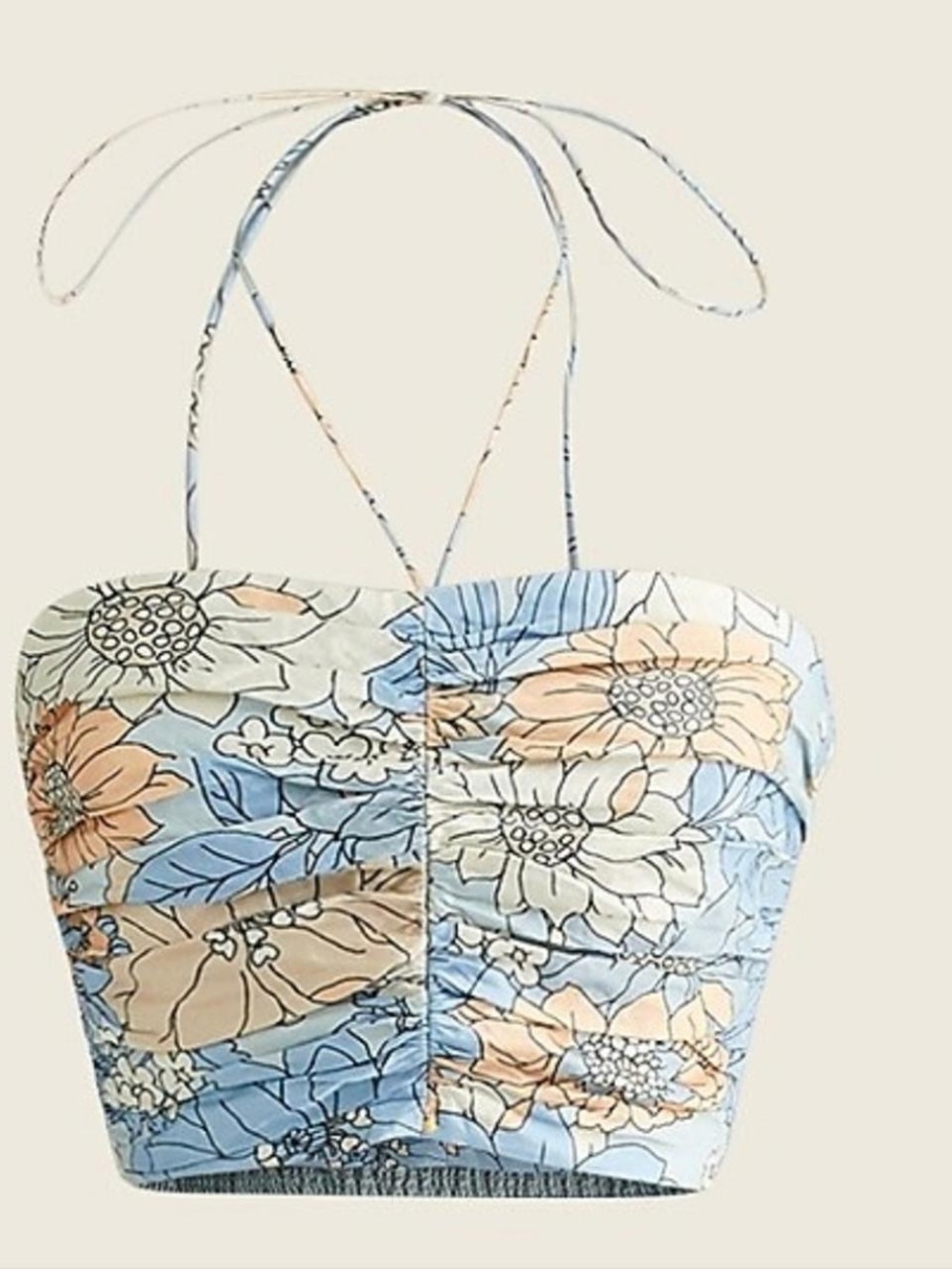 J. Crew Textured Satin Halter Top Zinnea Floral Print - Small NWT